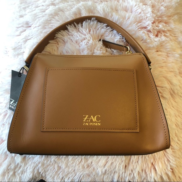 ZAC POSEN Eartha Zip Top Crossbody, Camel color, NWT. - Picture 3 of 12